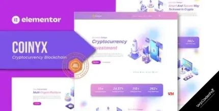 Download Coinyx - Cryptocurrency Blockchain and Bitcoin Elementor Template Kit