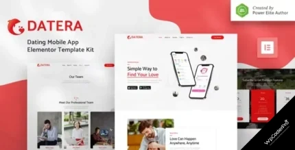 Download Datera – Online Dating Mobile App Landing Elementor Template Kit