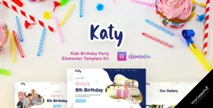 Download Katy - Kids Birthday Party Planner and Invitation Elementor Template Kit