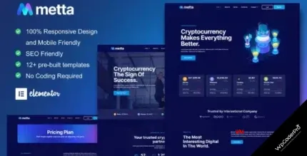 Download Metta - Cryptocurrency Blockchain and Bitcoin Elementor Template Kit