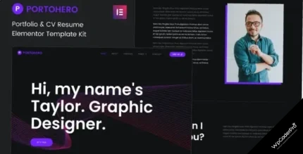 Download Portohero - Personal Portfolio and CV Elementor Template Kit