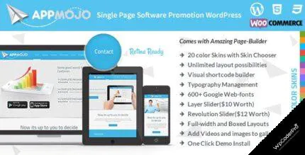 Download App Mojo – Single Page Software Promotion WordPress Theme v3.2