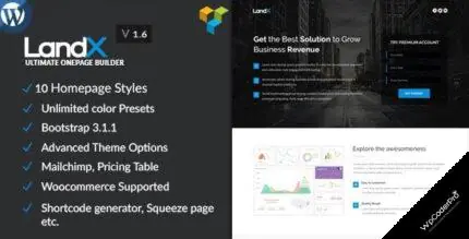 Download LandX – Multipurpose WordPress Landing Page v1.8.6