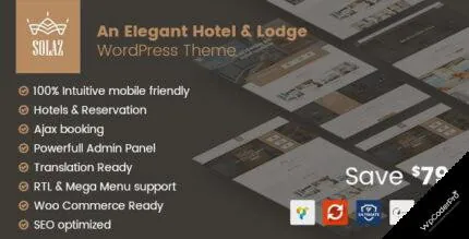 Download Solaz – An Elegant Hotel and Lodge WordPress Theme v1.2.2